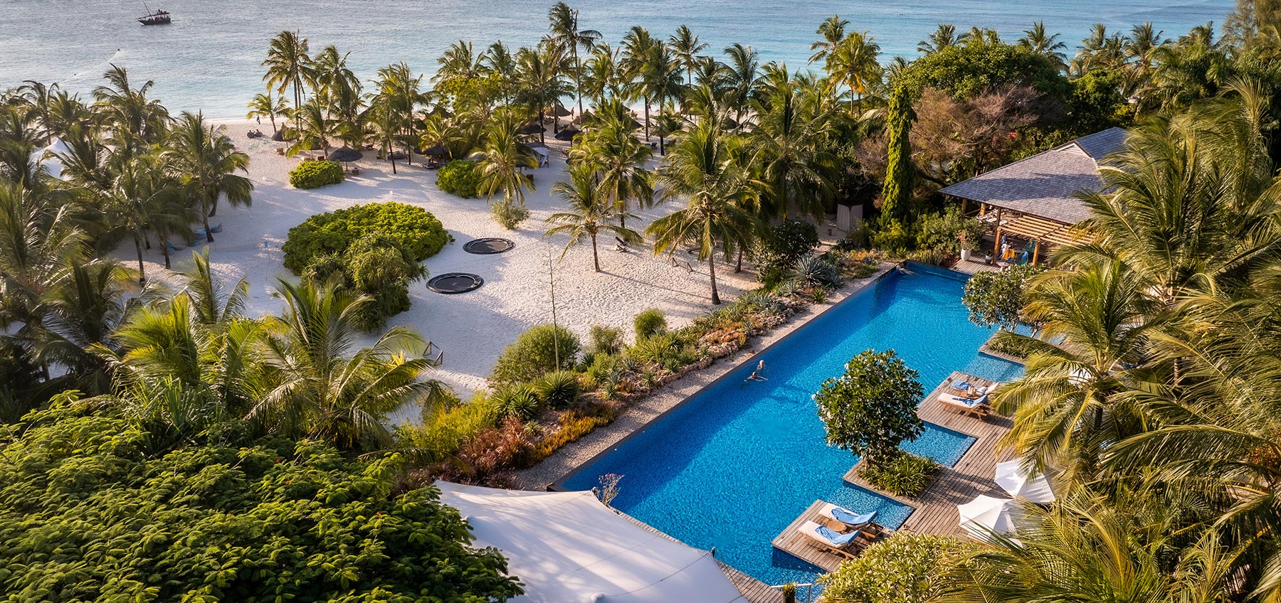 Resort gardens running down to the sea